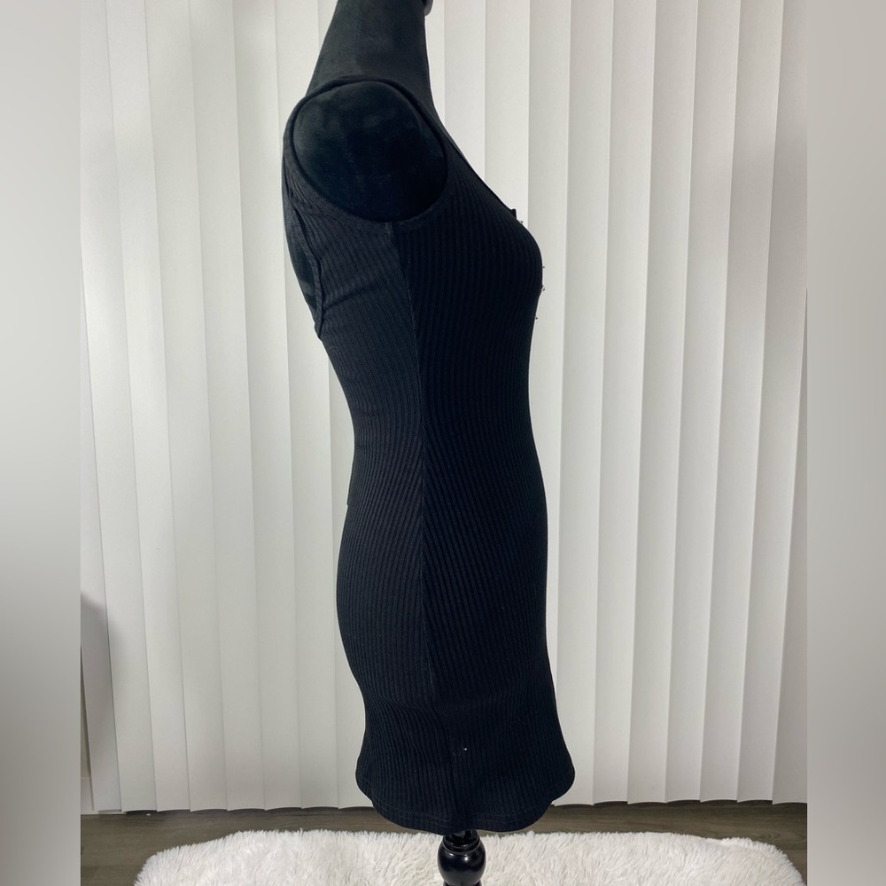 POSTER GRL Get Ur Digits Safety Pin Ribbed Tank Dress Bodycon Black Size XS - Picture 8 of 11